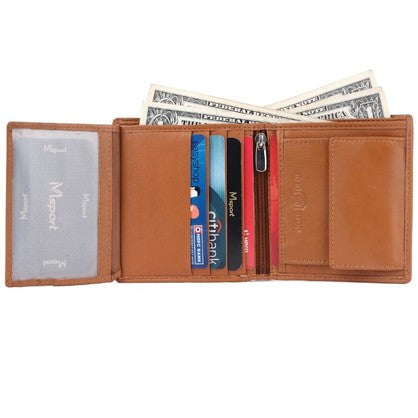 MS13 Genuine Cowhide Leather Mens Slim Line Sport Wallet
