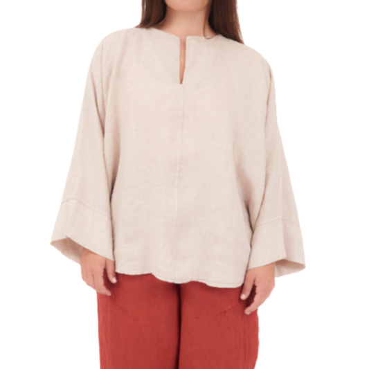 6668 NUDE ITALIAN LINEN TOP