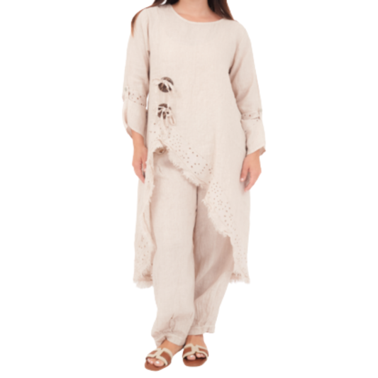 6676 NUDE ITALIAN LINEN TOP