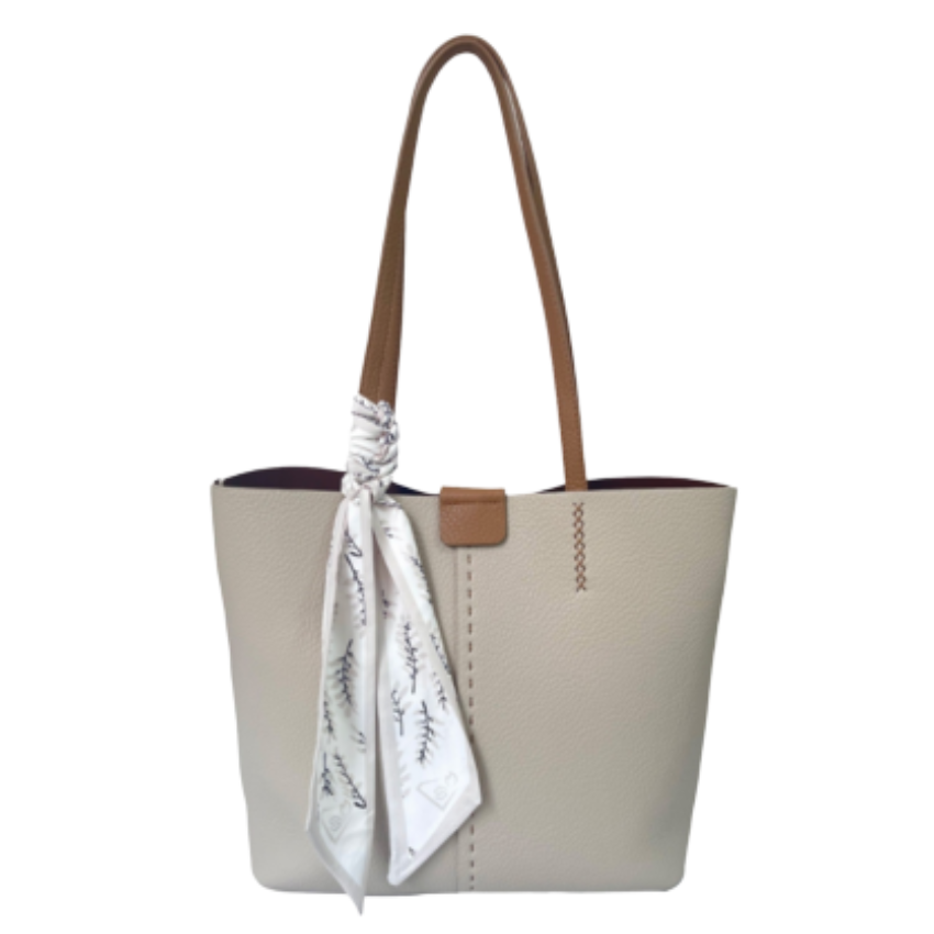 VERA MAY OLIVE BEIGE VEGAN LEATHER HANDBAG