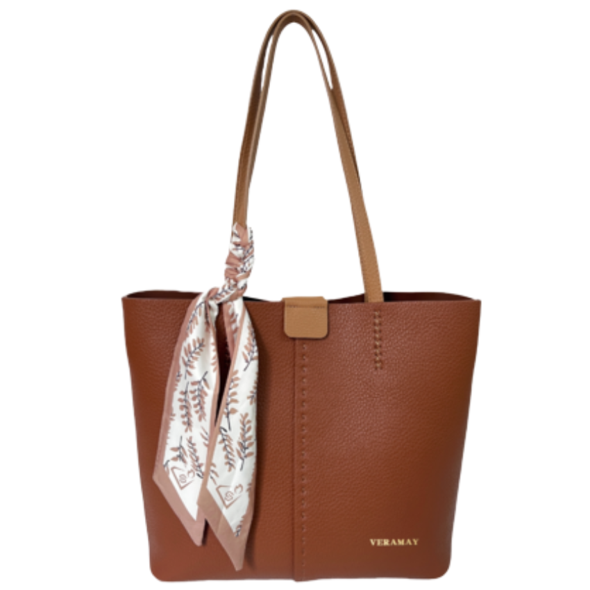 VERA MAY OLIVE TAN VEGAN LEATHER HANDBAG