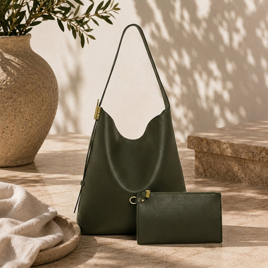 VERA MAY BRIA OLIVE GREEN VEGAN FASHION HANDBAG