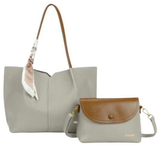 VERA MAY PAGE BEIGE SET OF 2 VEGAN FASHION HANDBAG