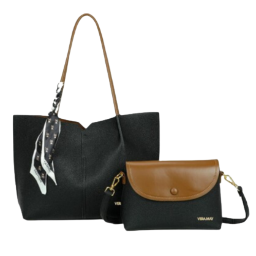 VERA MAY PAGE BLACK SET OF 2 VEGAN FASHION HANDBAG