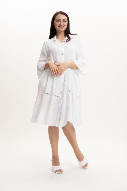 Vera May Italian Linen White Dress 2864
