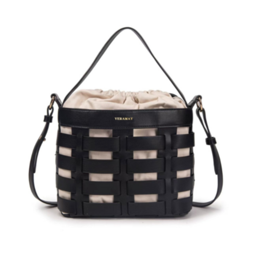 VERA MAY RENEE BLACK VEGAN LEATHER HANDBAG