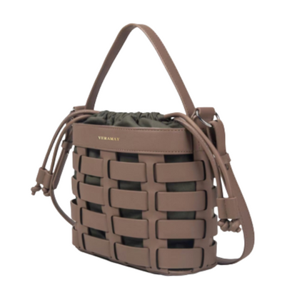 VERA MAY RENEE KHAKI VEGAN LEATHER HANDBAG