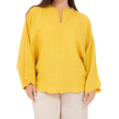 6668 SENAPE ITALIAN LINEN TOP