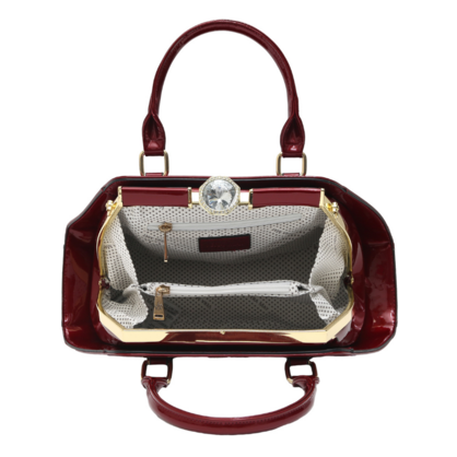 SSSABAH VERA MAY SHINY PATENT VEGAN RED HANDBAG