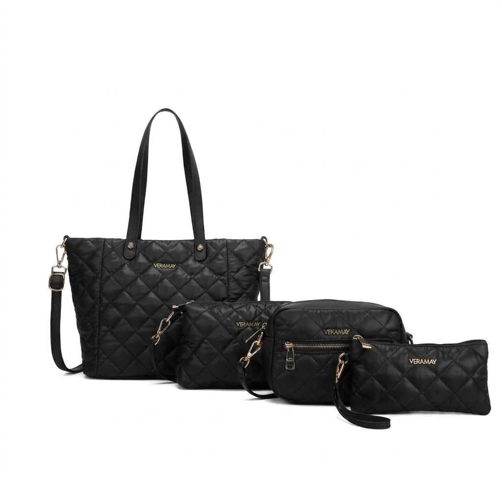 Vera May Sachie Set of 4 vegan fashion handbag - Black