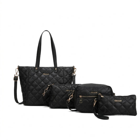 Vera May Sachie Set of 4 vegan fashion handbag - Black