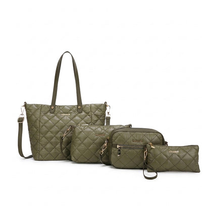 Vera May Sachie Set of 4 vegan fashion handbag - Olive