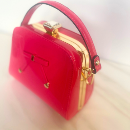 Sadria Vera May Shiny Patent Vegan Fushia Handbag