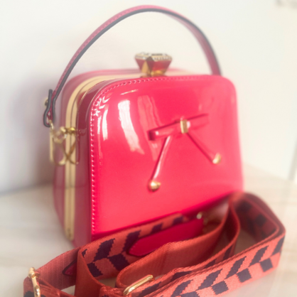Sadria Vera May Shiny Patent Vegan Fushia Handbag