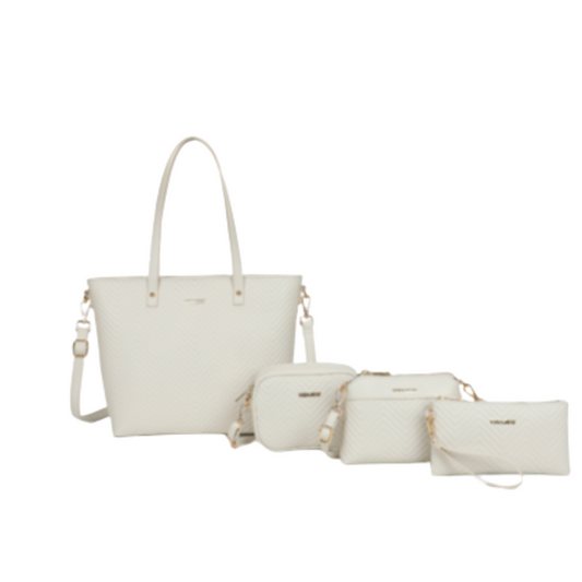 VERA MAY SAPINA BEIGE SET OF 4 VEGAN FASHION HANDBAG