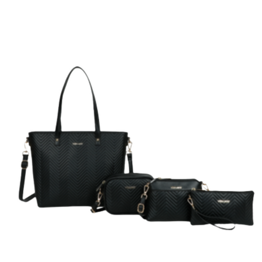 VERA MAY SAPINA BLACK SET OF 4 VEGAN FASHION HANDBAG