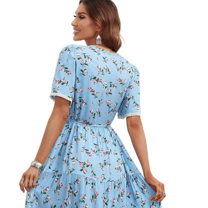 Boho Vera May Blue Floral Dress SCJM014