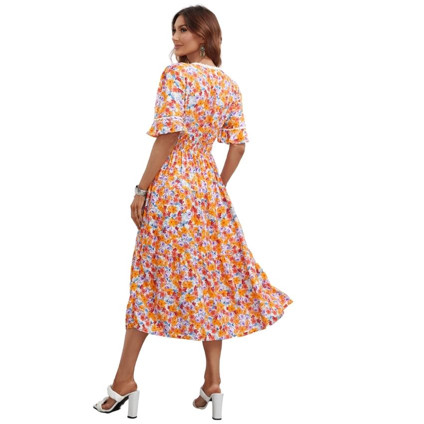 Floral Vera May Boho Orange Dress SCJM023