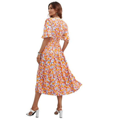 Floral Vera May Boho Orange Dress SCJM023