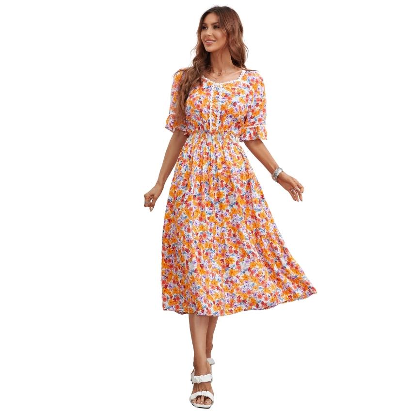 Floral Vera May Boho Orange Dress SCJM023
