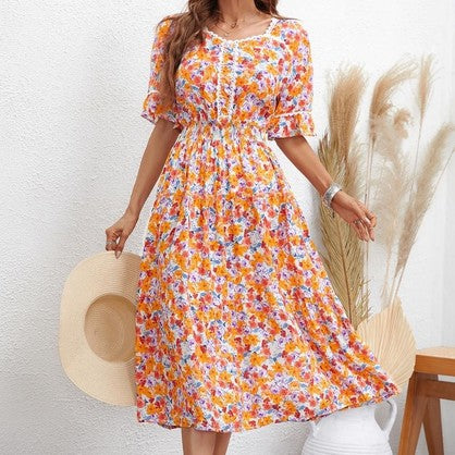 Floral Vera May Boho Orange Dress SCJM023