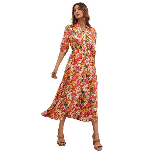 Floral Vera May Boho Orange Dress SCJM037