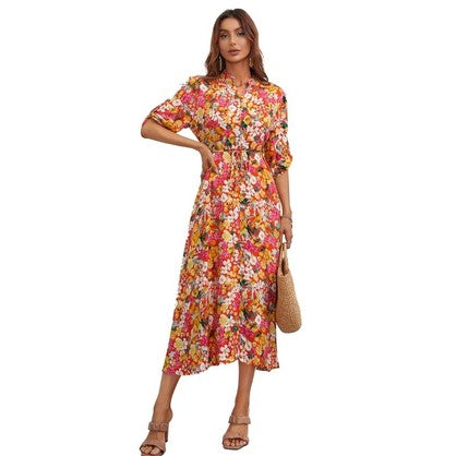 Floral Vera May Boho Orange Dress SCJM037