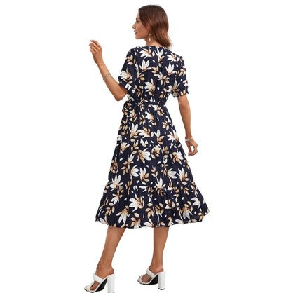 Boho Vera May Floral Navy Dress SCJM050