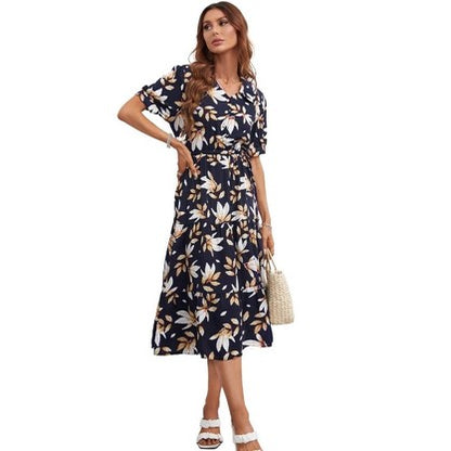 Boho Vera May Floral Navy Dress SCJM050