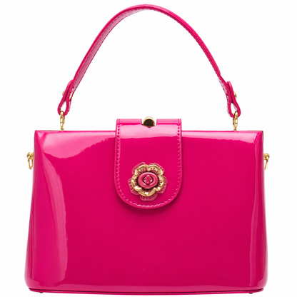 VERA MAY SELENA FUSHIA SHINY PATENT VEGAN HANDBAG