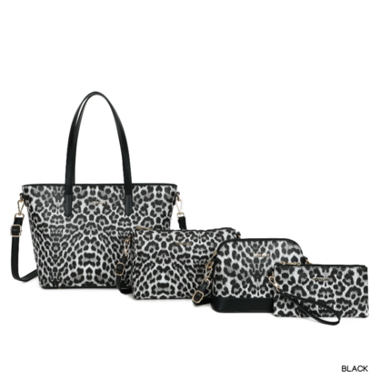 VERA MAY SHILO BLACK SET OF 4 VEGAN FASHION HANDBAG