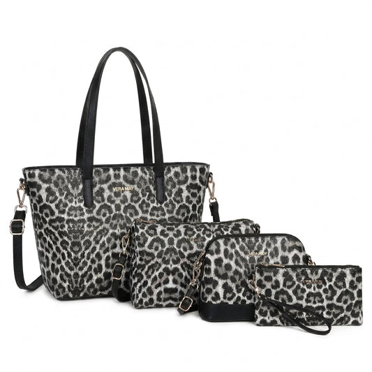 VERA MAY SHILO BLACK SET OF 4 VEGAN FASHION HANDBAG