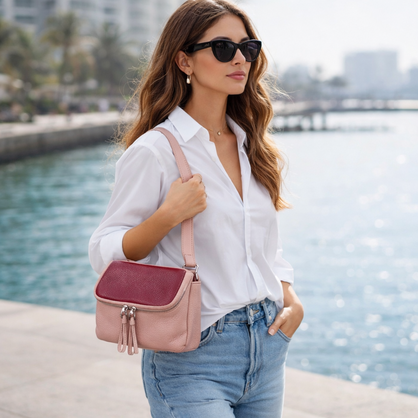 SONORA GENUINE LEATHER VERA MAY BLUSH HANDBAG