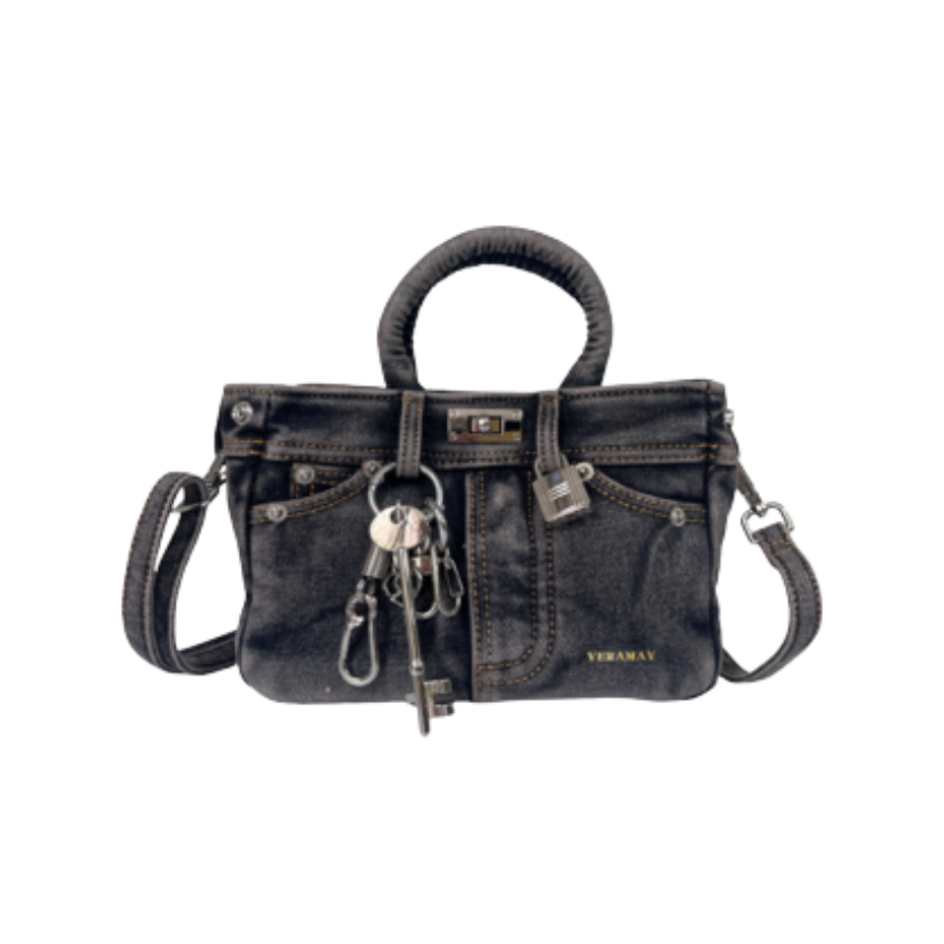 VERA MAY SPARKS BLACK VEGAN LEATHER HANDBAG