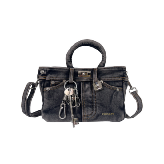 VERA MAY SPARKS BLACK VEGAN LEATHER HANDBAG