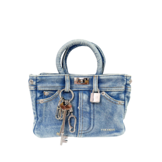 VERA MAY SPARKS L.BLUE VEGAN LEATHER HANDBAG