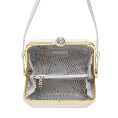 SSALITA VERA MAY SHINY PATENT VEGAN PEARL HANDBAG
