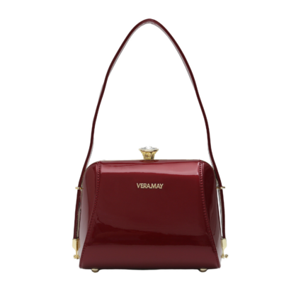 SSALITA VERA MAY SHINY PATENT VEGAN RED HANDBAG