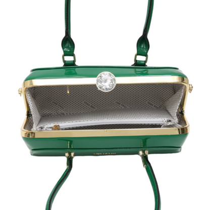 SSLONDYN VERA MAY SHINY PETENT VEGAN GUCCI GREEN HANDBAG