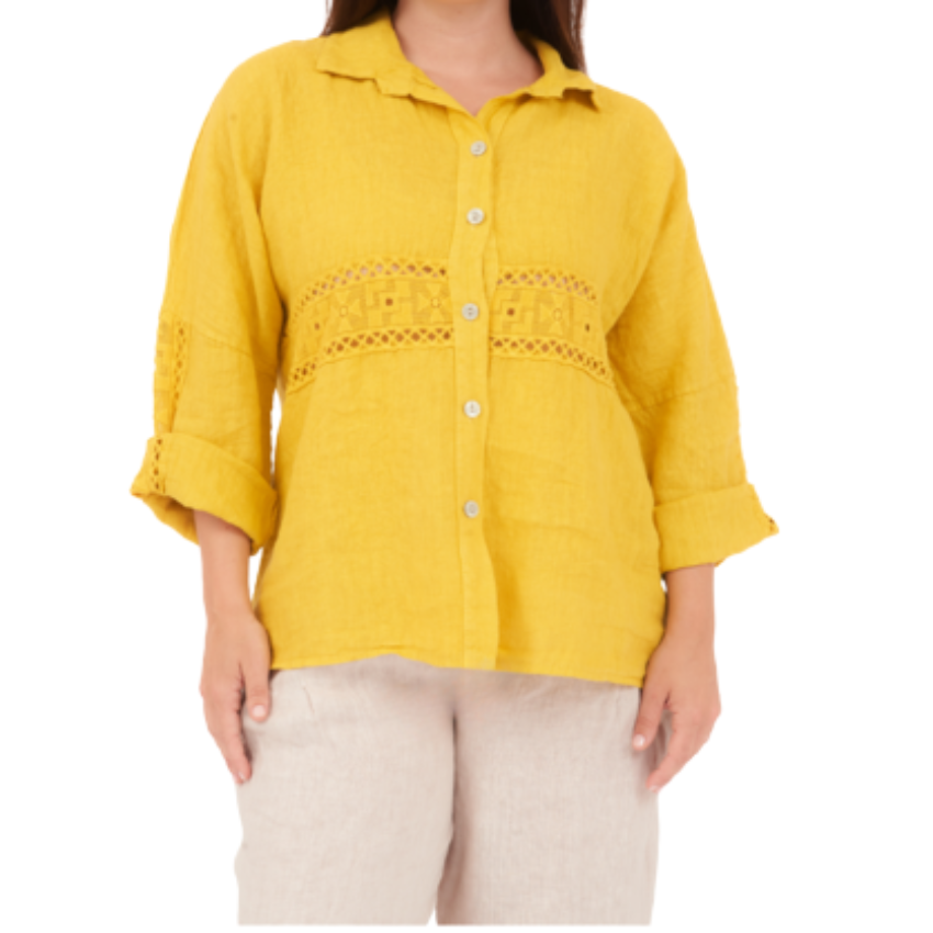 6673 SENAPE ITALIAN LINEN TOP