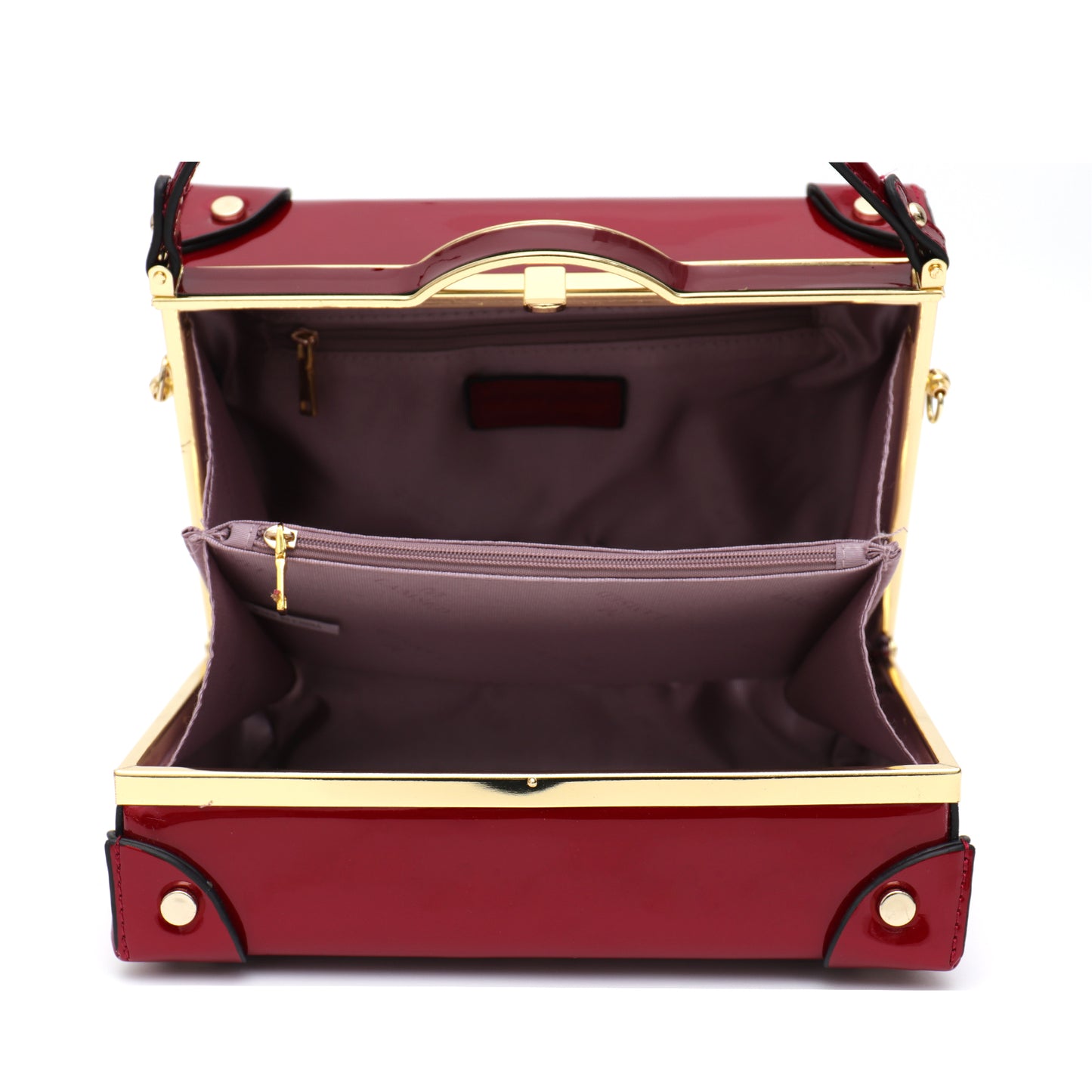 VERA MAY TARRA BURGUNDY SHINY PATENT VEGAN HANDBAG