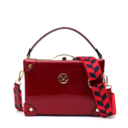 VERA MAY TARRA BURGUNDY SHINY PATENT VEGAN HANDBAG