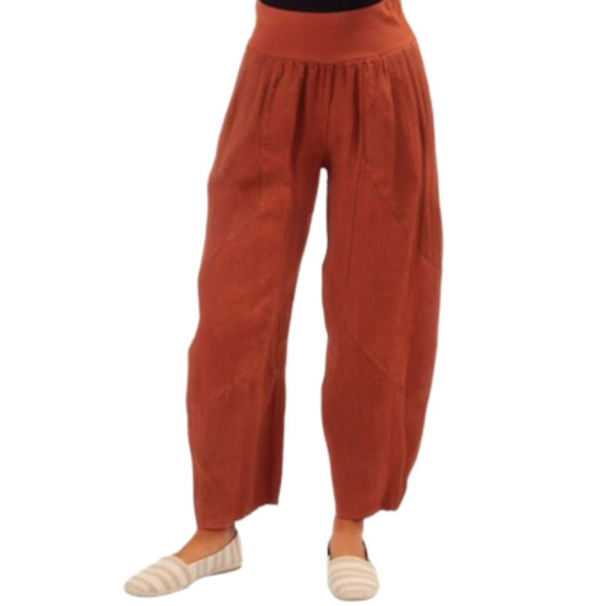 Vera May Italian Linen Rust Pant 6348