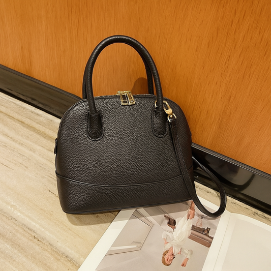 WALSH GENUINE LEATHER VERA MAY BLACK HANDBAG