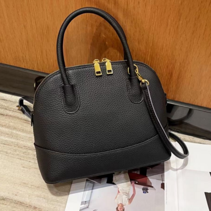 WALSH GENUINE LEATHER VERA MAY BLACK HANDBAG