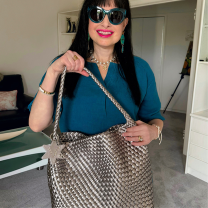 VERA MAY KAYA PEWTER VEGAN FASHION HANDBAG