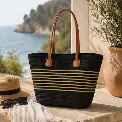 VERA MAY NOOSA BLACK BEACH BAG
