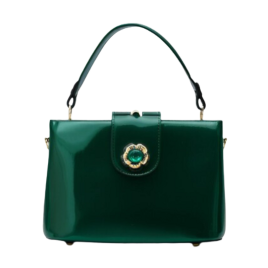 Selena Vera May Shiny Patent Vegan Green Handbag