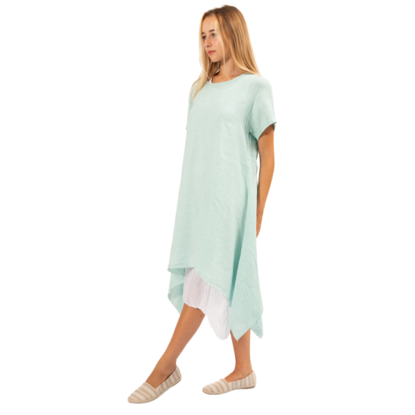 vera may aqua green linen italian dress