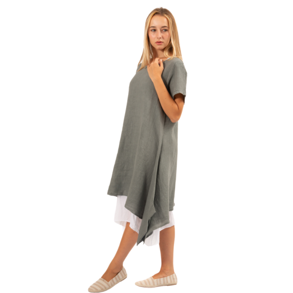 vera may GREY linen italian dress